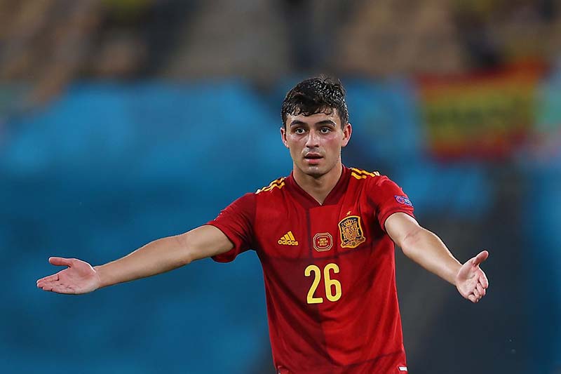 Gelandang Spanyol, Pedri, menjadi pemain paling rajin dengan jarak tempuh tertinggi di antara semua pemain yang turun di Piala Eropa 2020. (TWITTER UEFA)